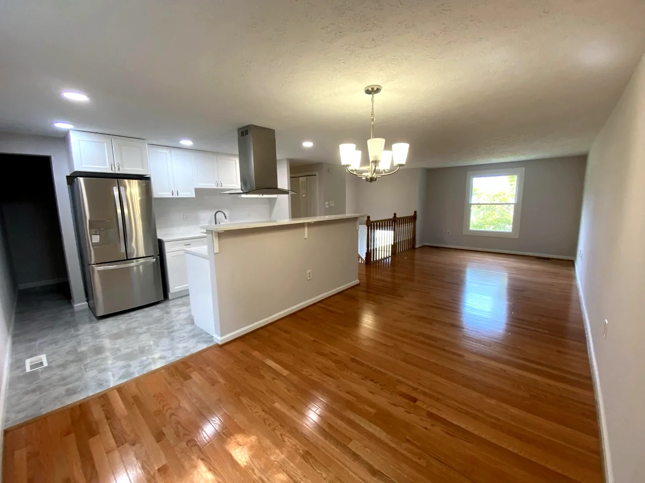 Open-concept living room and kitchen renovation